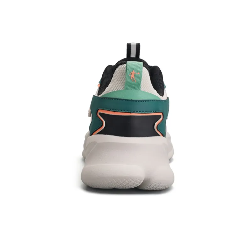 QIAODAN Slip Resistant Breathable Lightweight Low Top Casual Running Shoes Men's White Green-4