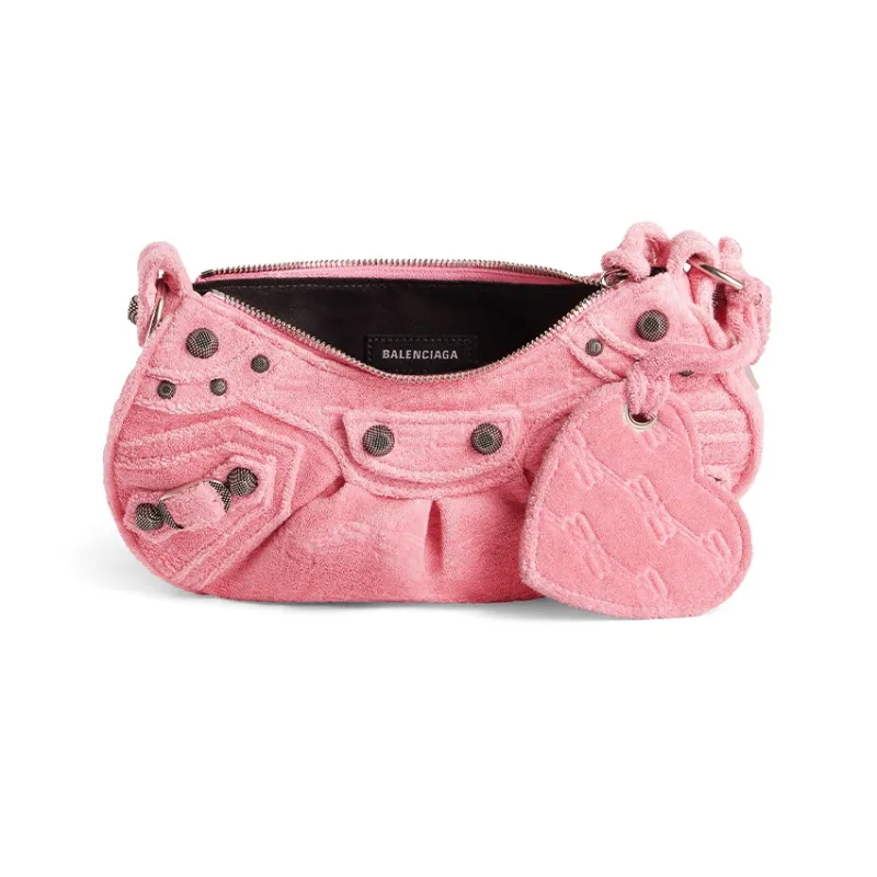 Balenciaga Le Cagole Fabric Crossbody Bag Shoulder Bag Small Size Women's Pink-4