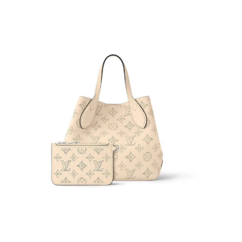 LOUIS VUITTON Mahina Leather Tote Bag Shopping Bag Handbag Small Size Women's Beige-2