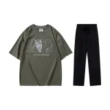 Army green short sleeves + black pants