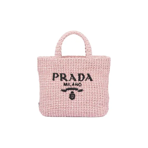 PRADA Straw And Wicker Handbag Small Size Women's Snow Pink