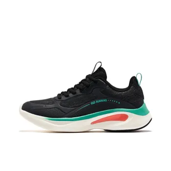 QIAODAN Cushioning Anti Slip And Wear Resistant Low Top Running Shoes Men's Black Green