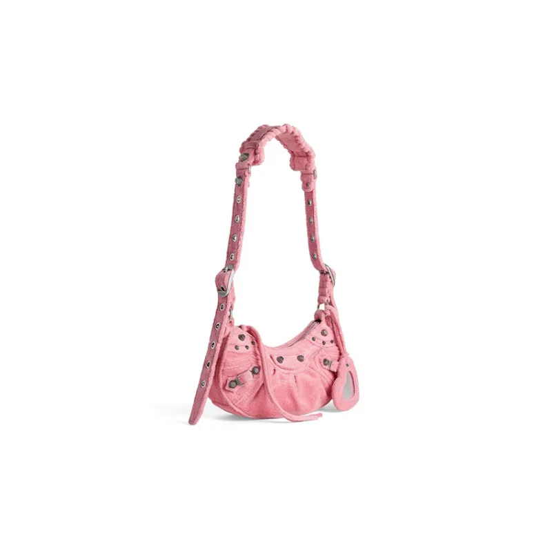 Balenciaga Le Cagole Fabric Crossbody Bag Shoulder Bag Small Size Women's Pink-1