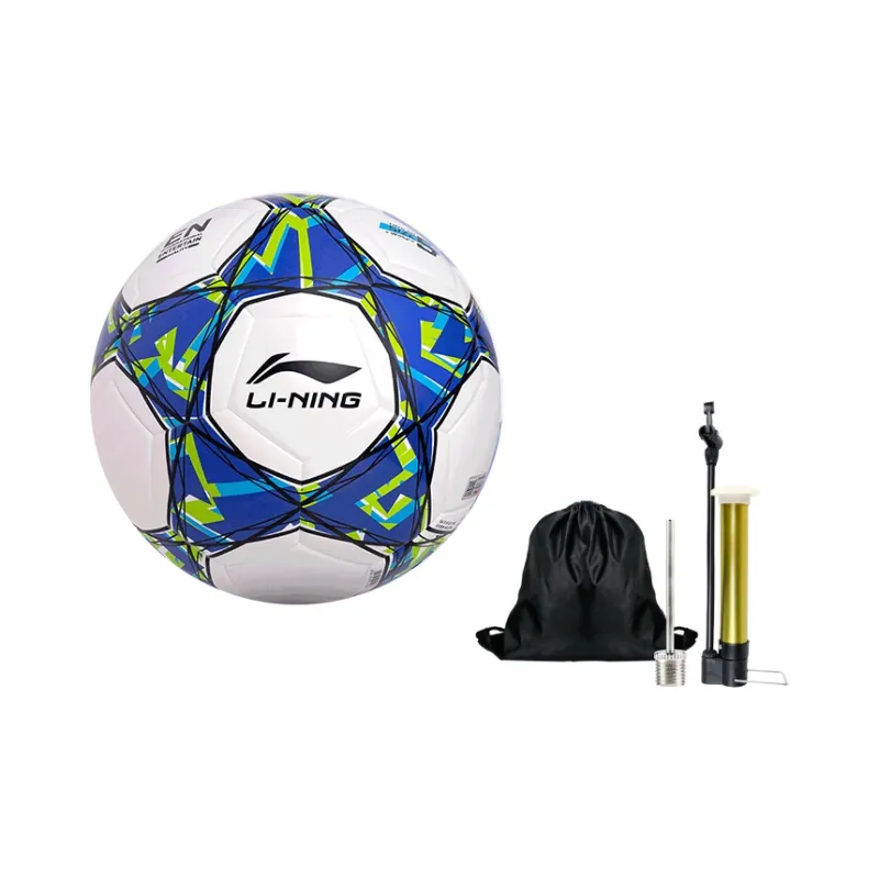 LiNing Size 5 Soccer TPU Machine Stitched Soccer Ball Unisex White Green Blue-0