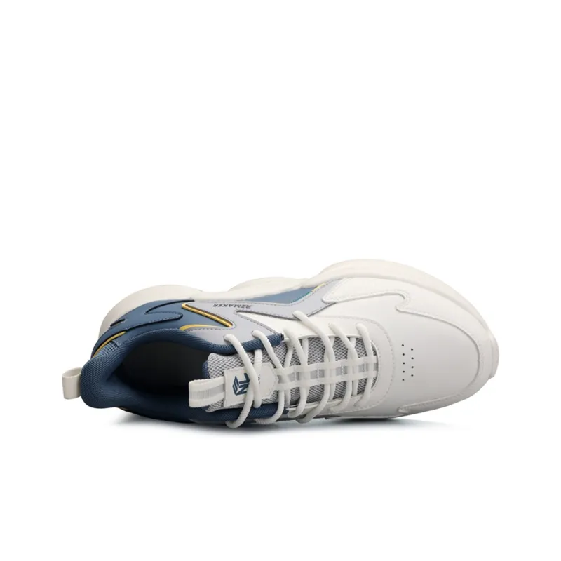 QIAODAN Waterproof And Breathable Lightweight Low Top Casual Running Shoes Men's White Blue-3