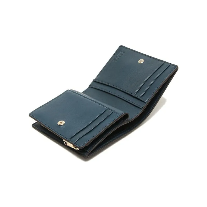 Furla Grained Leather Cropped Card Holder Wallet Mini Women's Blue-3