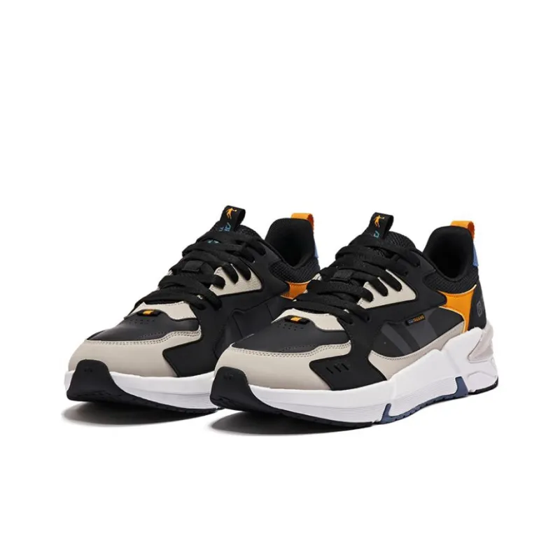 QIAODAN Anti-Slip And Wear-Resistant Breathable Low-Top Running Shoes Men's Black Gray Blue-1
