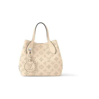 LOUIS VUITTON Mahina Leather Tote Bag Shopping Bag Handbag Small Size Women's Beige