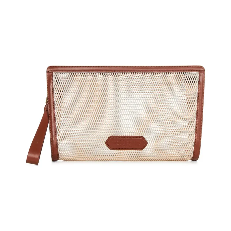 TOM FORD Fabric With Leather Clutch Men's Light Brown-0