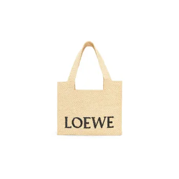 LOEWE Raffia Fiber Tote Bag Shopping Bag Handbag Medium Size Women's Natural
