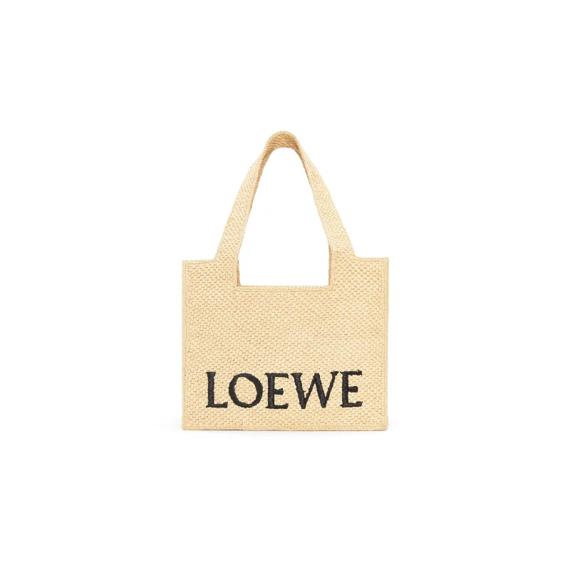 LOEWE Medium Font Tote In Raffia Natural-0