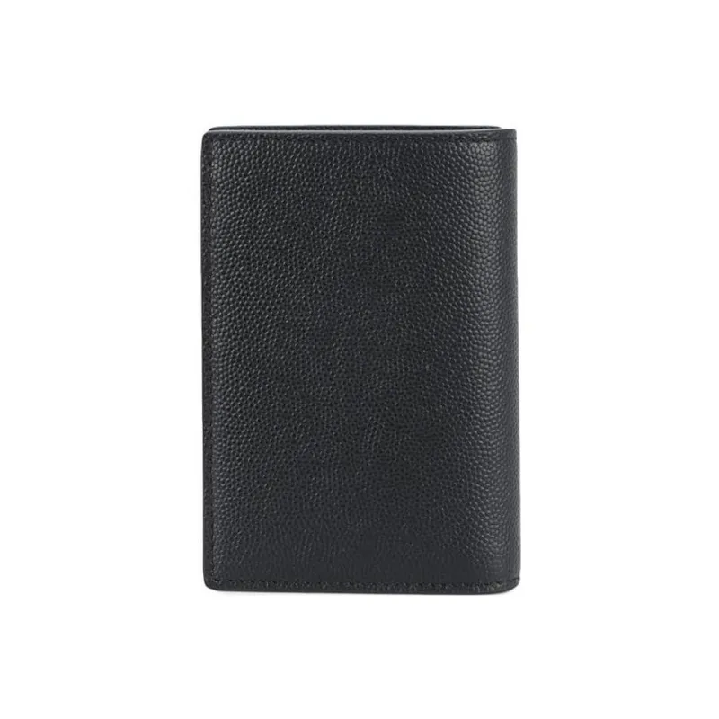 SAINT LAURENT Grain Embossed Leather Wallet Small Size Men's Black-1