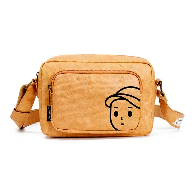 Finerworld DuPont Paper Square Bag Shoulder Bag Crossbody Bag Unisex Kraft Paper/Black-0