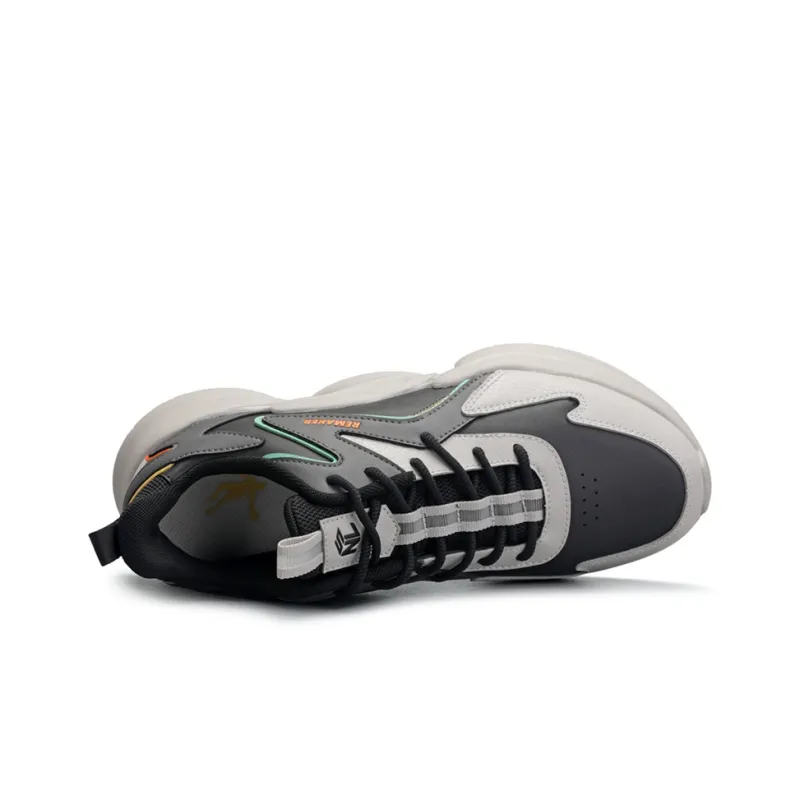 QIAODAN Low Top Casual Running Shoes Men's Black Gray-3