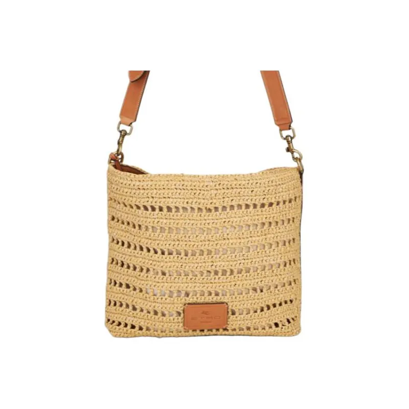 ETRO Perforated Logo Patch Woven Shoulder Bag-1