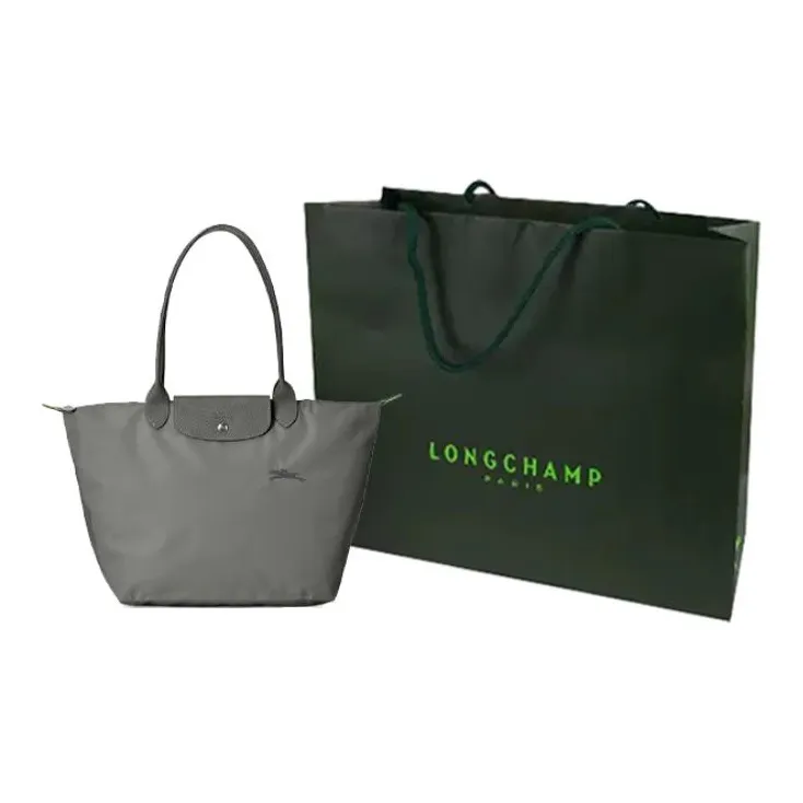 LONGCHAMP Le Pliage Green Canvas With Leather Canvas Bag Handbag Shoulder Bag Large Size Women's Graphite-5