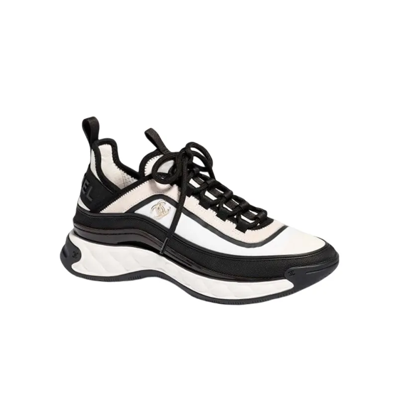 CHANEL Slip Resistant Low Top Sports Casual Shoes Men's Black White-1
