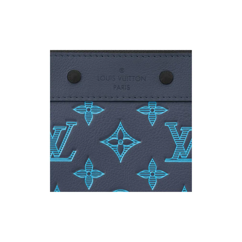 LOUIS VUITTON Calfskin Clutch Regular Unisex Marine Blue-4
