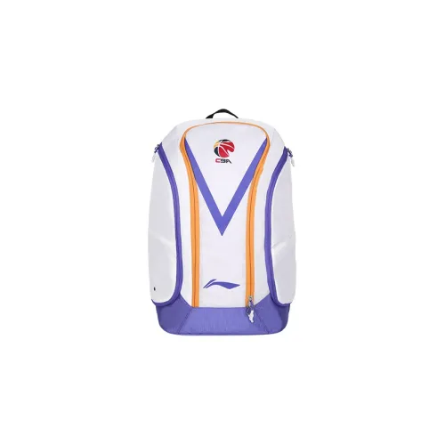 LiNing Artificial Leather Fabric Basketball Bag Backpack Regular Unisex Purple/White