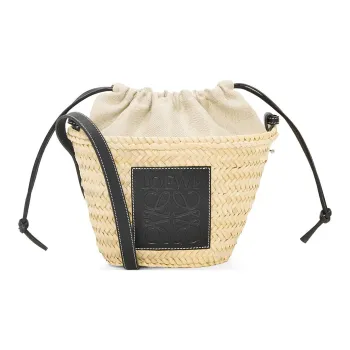 LOEWE Cow Leather Bucket Bags Crossbody Bag, Shoulder Bag Women's Natural & Black