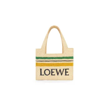 LOEWE Raffia Fiber Tote Bag Shopping Bag Handbag Medium Size Women's Natural