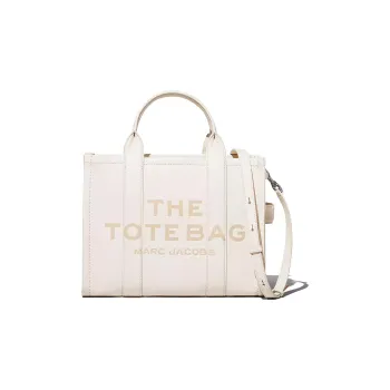MARC JACOBS Full Grain Leather Tote Bag, Shopping Bag, Shoulder Bag, Crossbody Bag, Handbag Medium Size Women's White