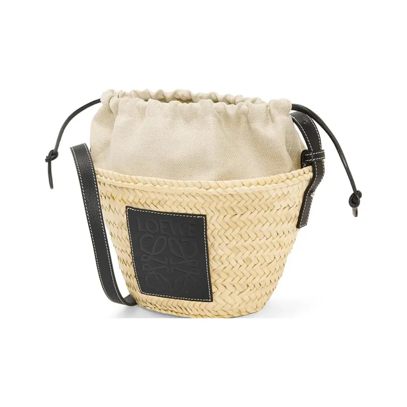LOEWE Cow Leather Bucket Bags Crossbody Bag, Shoulder Bag Women's Natural & Black-2