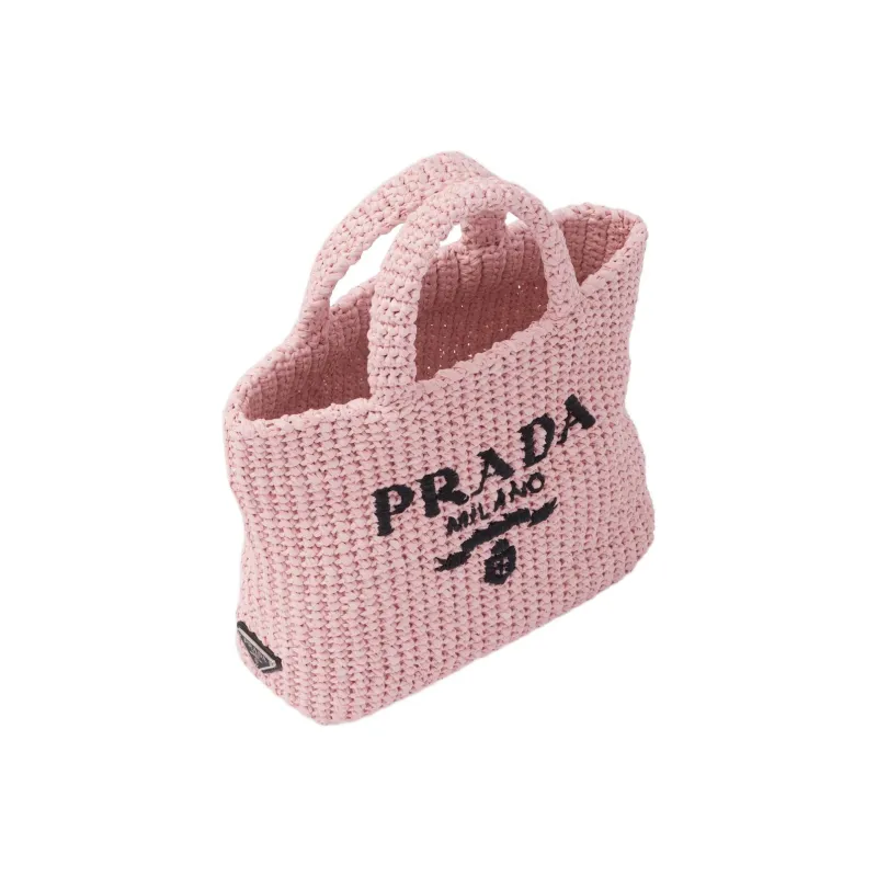 PRADA Straw And Wicker Handbag Small Size Women's Snow Pink-1