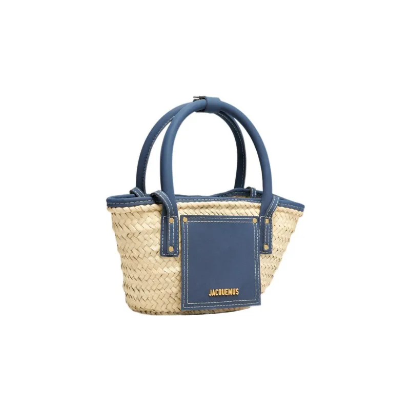 Jacquemus Palm Leaf With Cow Leather Accents Basket Bag Shoulder Bag Crossbody Bag Handbag Mini Women's Blue-1