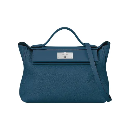 HERMES 24/24 Taurillon Maurice With Swift Calfskin Crossbody One Shoulder Handbags Women's Blue