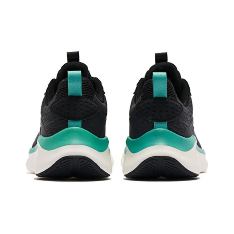 QIAODAN Cushioning Anti Slip And Wear Resistant Low Top Running Shoes Men's Black Green-3