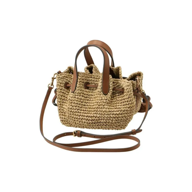 Anya Hindmarch Raffia Shoulder Bag Crossbody Bag Handbag Women's Light Brown-3