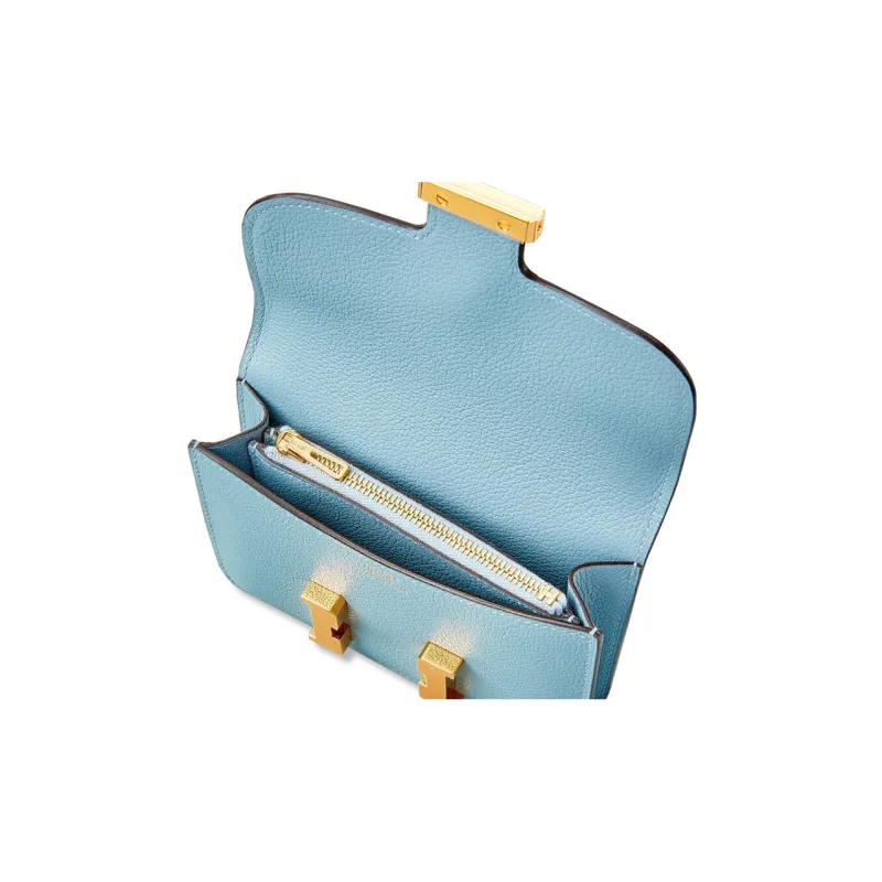 HERMES Constance Slim Evercolor Calfskin Wallet, Card Holder, Fanny Pack Women's J7 Bleu Lin Linen Blue-5