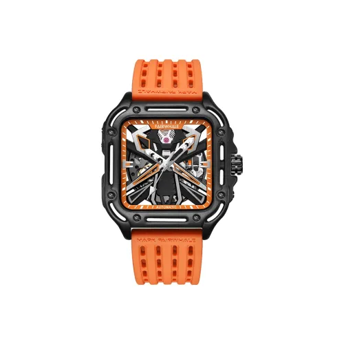 FAIRWHALE Interstellar Series Men's Watch Automatic Mechanical Movement Silicone Strap Watch Unisex Orange Watch Dial