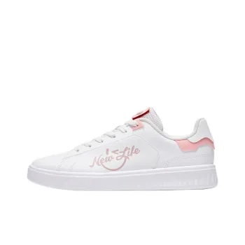 QIAODAN Beach Party Cushioned Wear-Resistant Lightweight Low-Top Skateboard Shoes Women's White Pink