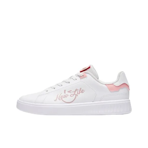 QIAODAN Beach Party Skateboard Shoes Women's Low-Top White/Pink