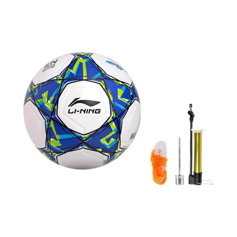 LiNing Size 5 Soccer TPU Machine Stitched Soccer Ball Unisex White Green Blue-1