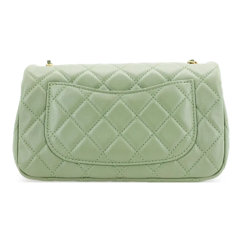 CHANEL Classic Flap CF Sheepskin Shoulder Bag, Crossbody Bag Regular Women's Avocado Green-2