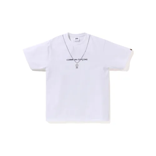 A BATHING APE CDG Collaboration T-Shirts Unisex White