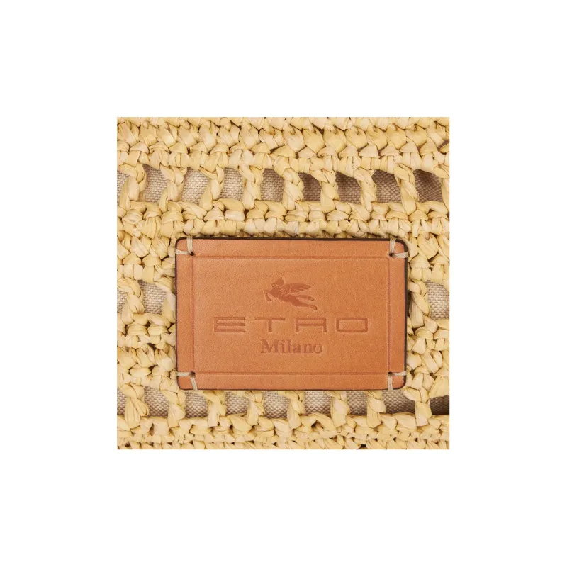 ETRO Perforated Logo Patch Woven Shoulder Bag-6