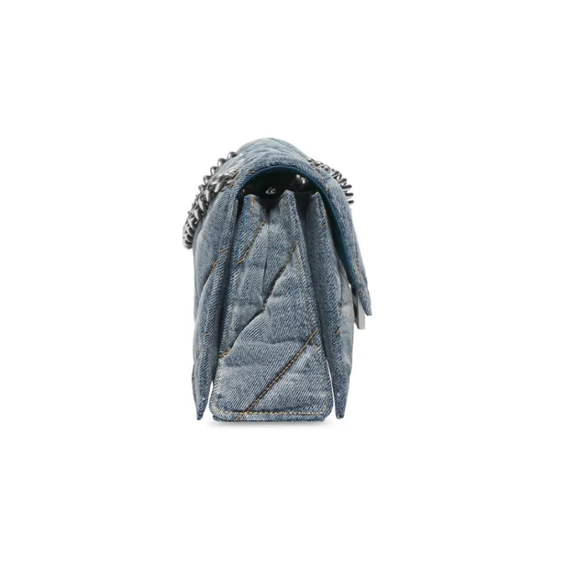 Balenciaga CRUSH Washed Denim Handbag, Shoulder Bag Women's Blue-2