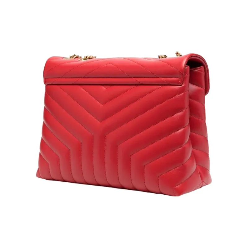 SAINT LAURENT LOULOU Calfskin Portable Crossbody Bag Shoulder Bag Women's Red-1