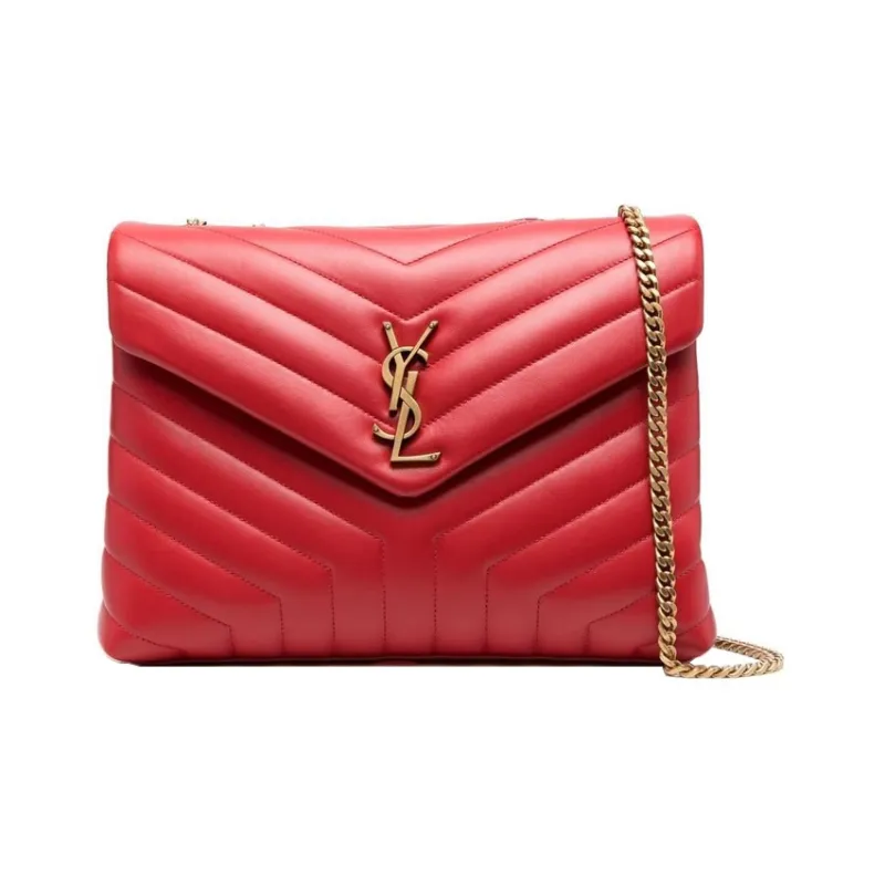 SAINT LAURENT LOULOU Calfskin Portable Crossbody Bag Shoulder Bag Women's Red-0