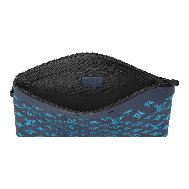 LOUIS VUITTON Calfskin Clutch Regular Unisex Marine Blue-2