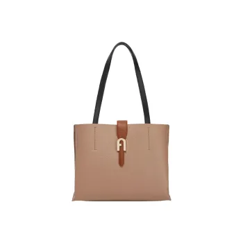 Furla Sofia Collection Grained Leather Tote Bag Shopping Bag One Shoulder Handbag Large Size Women's Yellow Clay Color