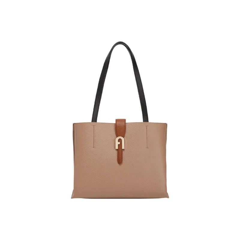 Furla Sofia Collection Grained Leather Tote Bag Shopping Bag One Shoulder Handbag Large Size Women's Yellow Clay Color-0