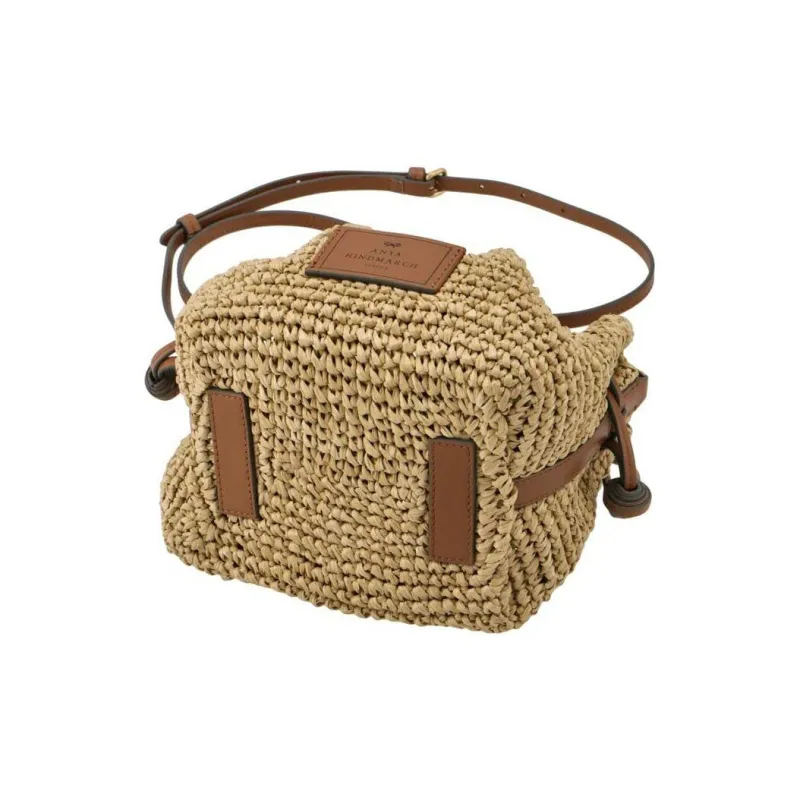 Anya Hindmarch Raffia Shoulder Bag Crossbody Bag Handbag Women's Light Brown-4
