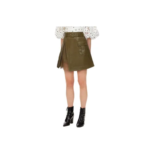 Self-portrait Casual Short Skirts Women's Olive Green