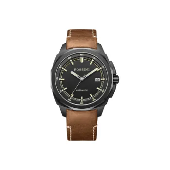 ROSSINI Medallion Collection Mechanical Movement Genuine Leather Strap Watch Men's Watches Black Dial 519979
