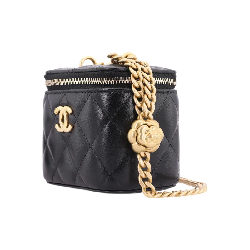 CHANEL Sheepskin Square Box Shoulder Bag, Crossbody Bag, Includes Mirror Trumpets Women's Black-1